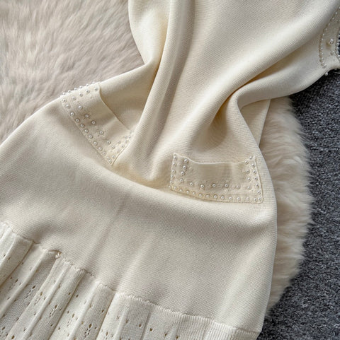 Beaded Sleeveless Dress & Cardigan 2Pcs