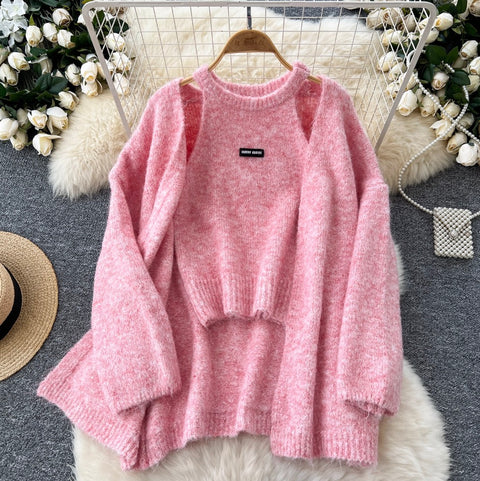 Sweetie Halter Vest & Cardigan Furry 2Pcs