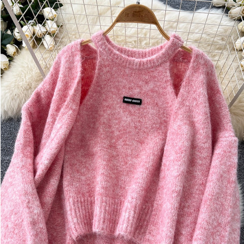 Sweetie Halter Vest & Cardigan Furry 2Pcs