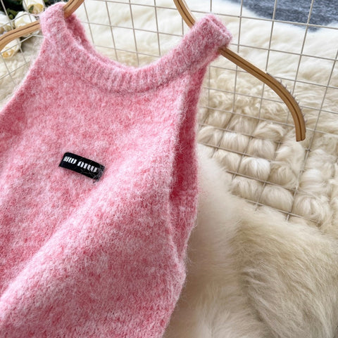 Sweetie Halter Vest & Cardigan Furry 2Pcs