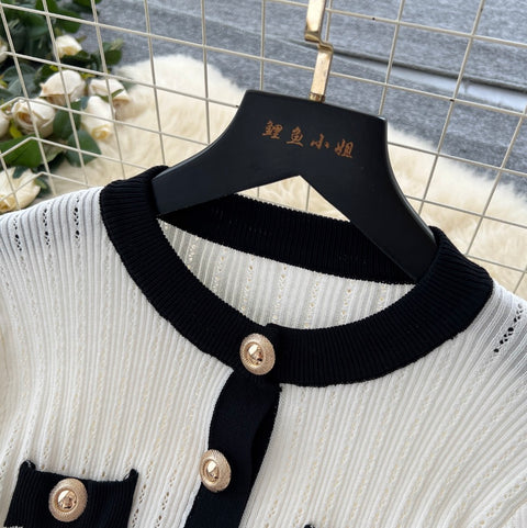 Ruffled Cardigan & Skirt Knitted 2Pcs