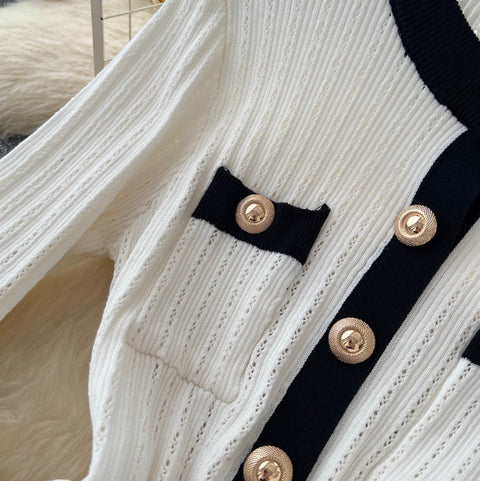 Ruffled Cardigan & Skirt Knitted 2Pcs