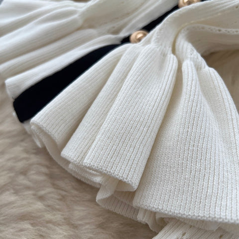 Ruffled Cardigan & Skirt Knitted 2Pcs