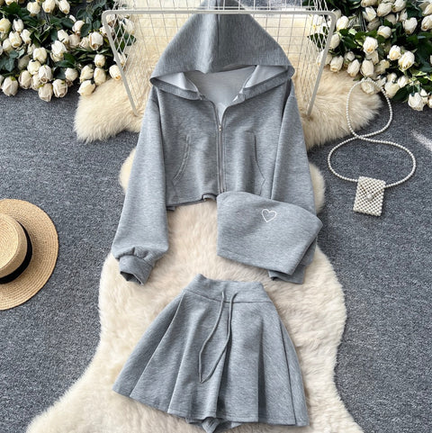 Hoodie & Tank Top & Skirt Chic 3Pcs