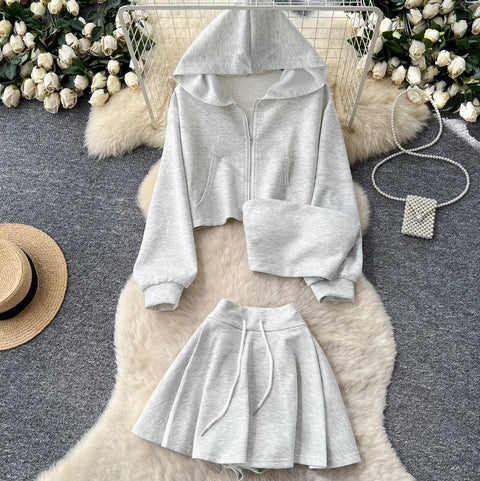 Hoodie & Tank Top & Skirt Chic 3Pcs