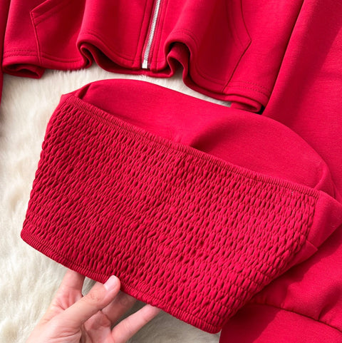 Hoodie & Tank Top & Skirt Chic 3Pcs