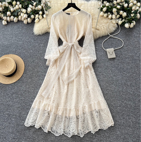 Elegant Bow-tie Embroidered Dress