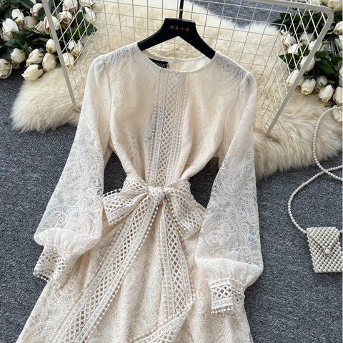 Elegant Bow-tie Embroidered Dress