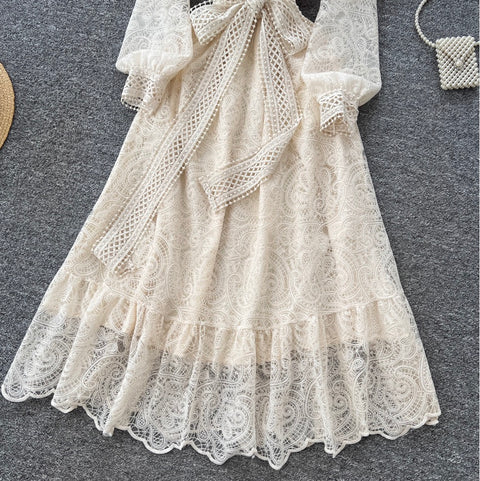 Elegant Bow-tie Embroidered Dress
