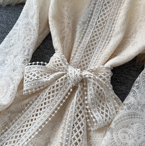 Elegant Bow-tie Embroidered Dress