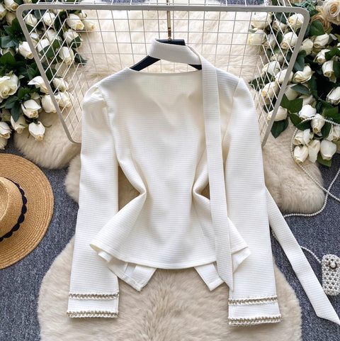 Niche Waist-slimming Cardigan with Ribbon