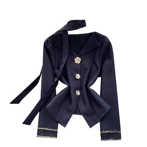 Niche Waist-slimming Cardigan with Ribbon