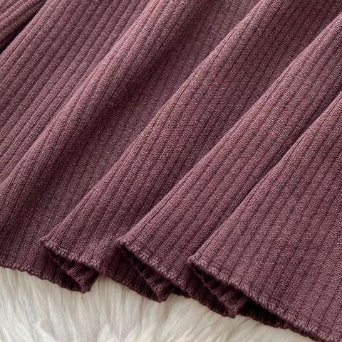 Square Neckline Slim-fit Sweater Dress