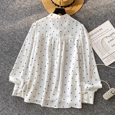 Courtly Polka Dot Bow-tie Shirt