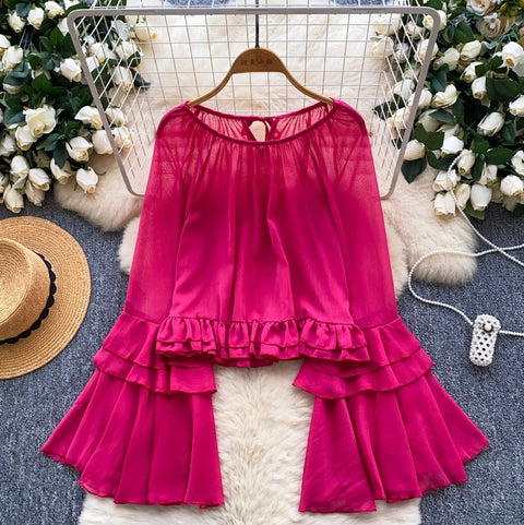 Fairy Flared Sleeve Chiffon Shirt