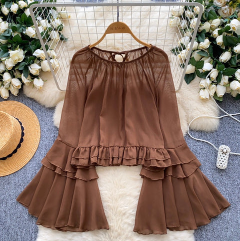 Fairy Flared Sleeve Chiffon Shirt