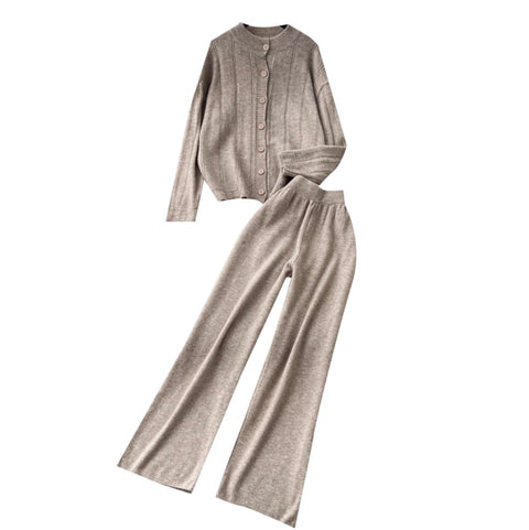 Cardigan & Trousers Thickend Knit 2Pcs