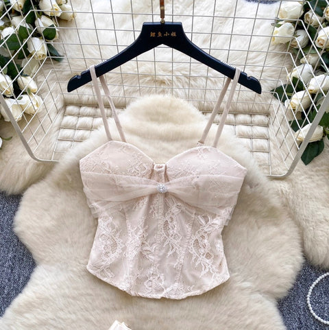 Beaded Camisole & Mesh Skirt 2Pcs