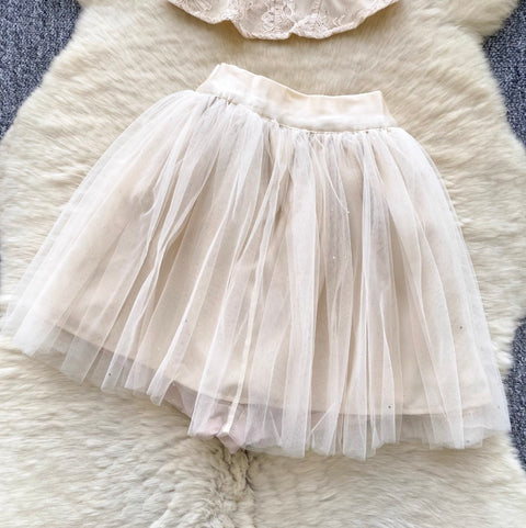 Beaded Camisole & Mesh Skirt 2Pcs