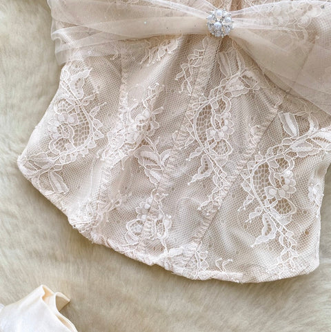 Beaded Camisole & Mesh Skirt 2Pcs