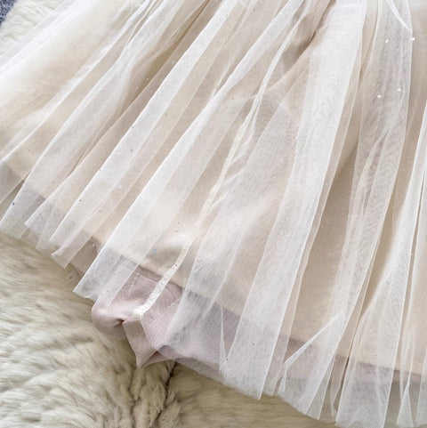 Beaded Camisole & Mesh Skirt 2Pcs