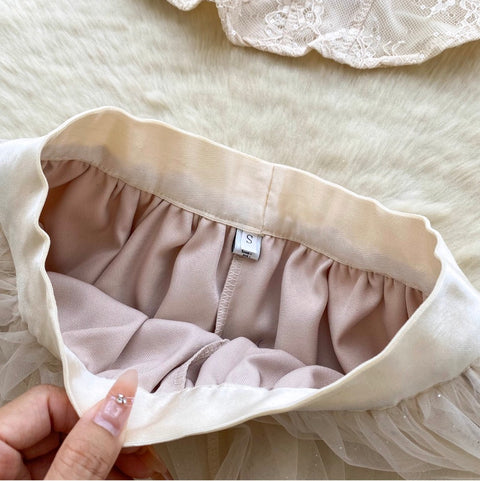 Beaded Camisole & Mesh Skirt 2Pcs