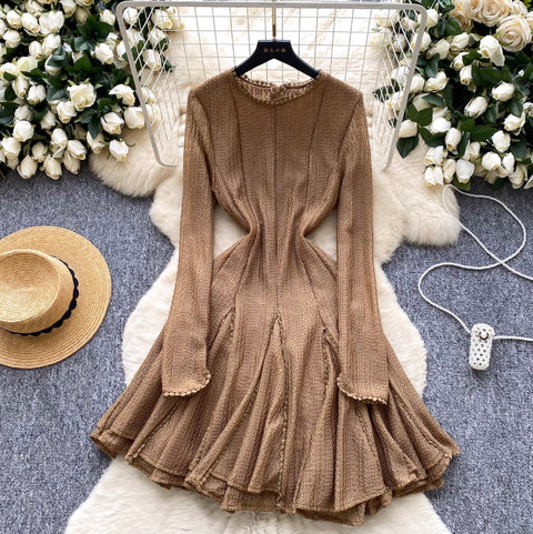 Niche Lace Patchwork Ruffled Dress