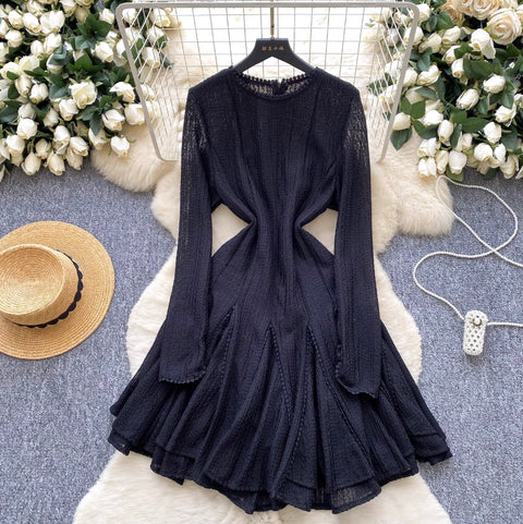 Niche Lace Patchwork Ruffled Dress
