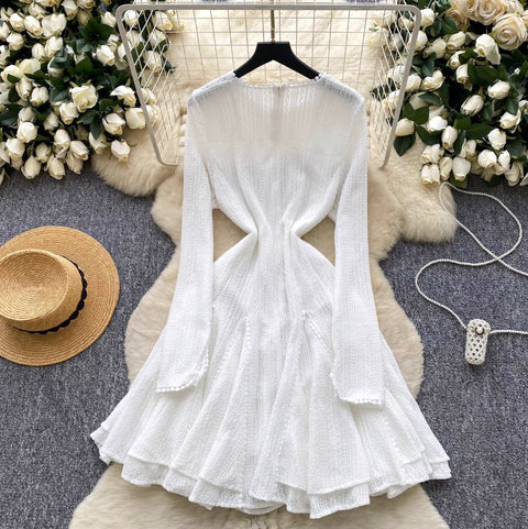 Niche Lace Patchwork Ruffled Dress