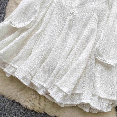 Niche Lace Patchwork Ruffled Dress