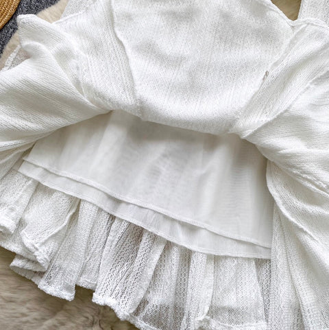 Niche Lace Patchwork Ruffled Dress