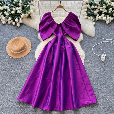 High-end Purple Puffy A-line Dress