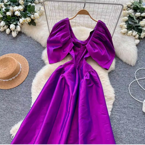 High-end Purple Puffy A-line Dress