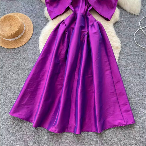 High-end Purple Puffy A-line Dress
