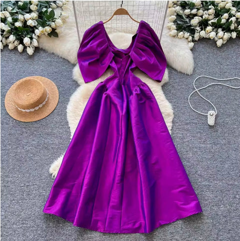 High-end Purple Puffy A-line Dress