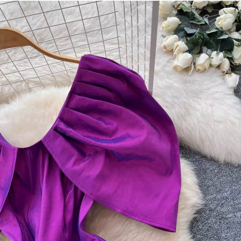 High-end Purple Puffy A-line Dress