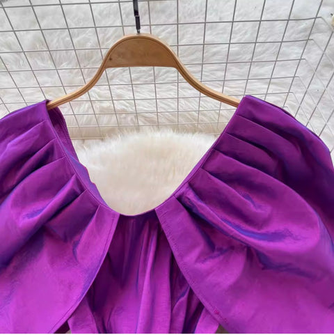 High-end Purple Puffy A-line Dress