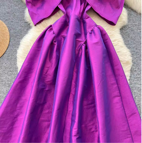 High-end Purple Puffy A-line Dress