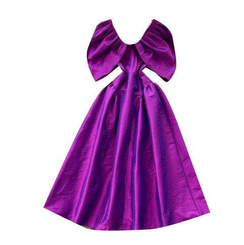 High-end Purple Puffy A-line Dress
