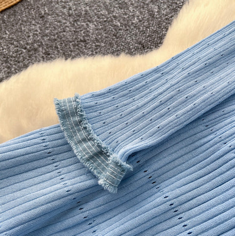 High-end Denim Patchwork Knit Dress
