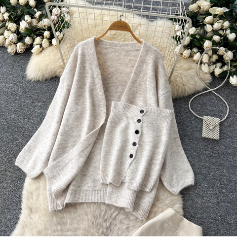 Cardigan & Fishtail Skirt & Camisole 3Pcs