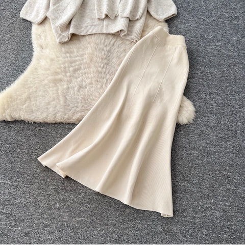 Cardigan & Fishtail Skirt & Camisole 3Pcs