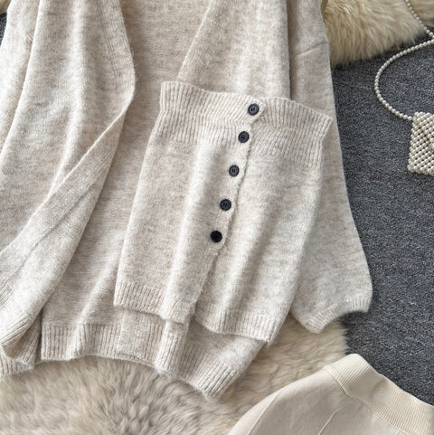 Cardigan & Fishtail Skirt & Camisole 3Pcs