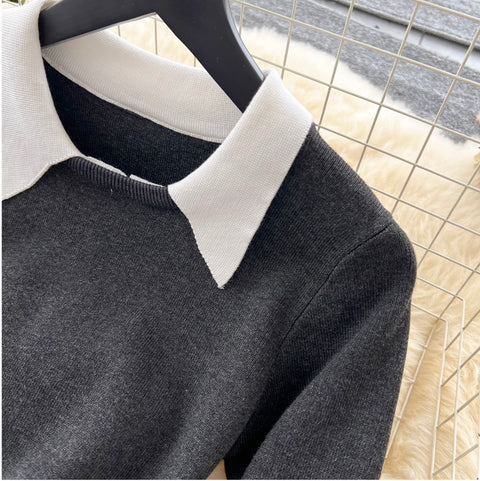 Faux Two-pieces Pleated Knitwear Dress