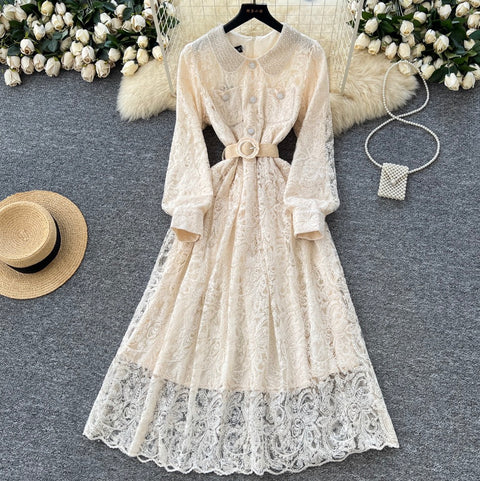 Doll Collar Beaded Embroidery Dress