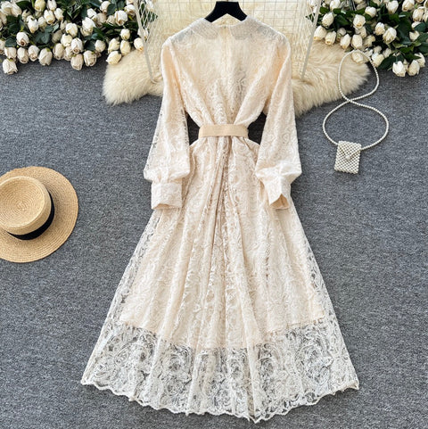 Doll Collar Beaded Embroidery Dress