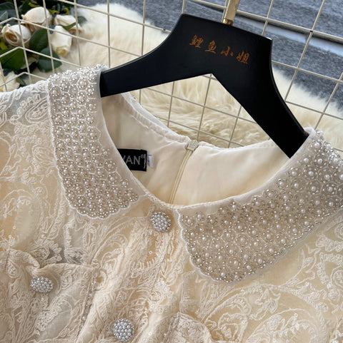 Doll Collar Beaded Embroidery Dress