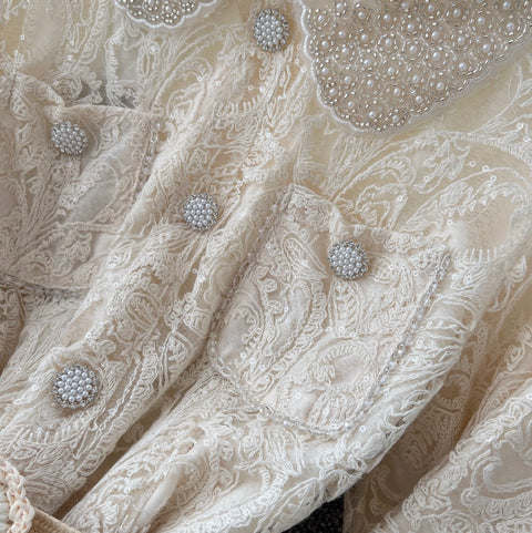 Doll Collar Beaded Embroidery Dress