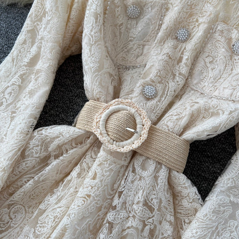 Doll Collar Beaded Embroidery Dress