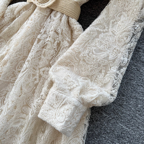 Doll Collar Beaded Embroidery Dress